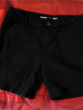 Old Navy Black Flat-Front Kids Bermuda Shorts